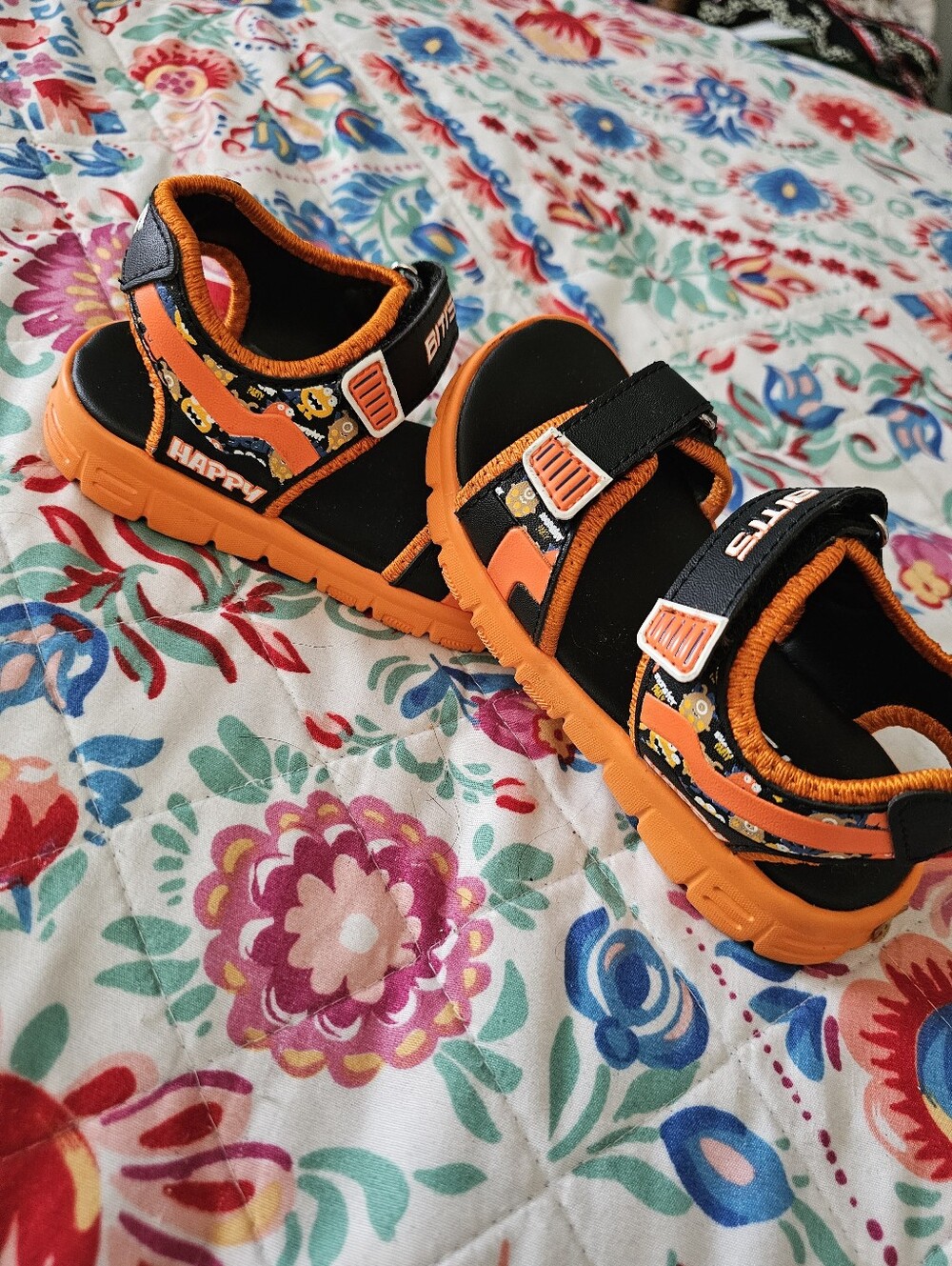 Biti's Kids Size 27 US 10 Black Orange Monster Sport Sandals Adjustable Straps